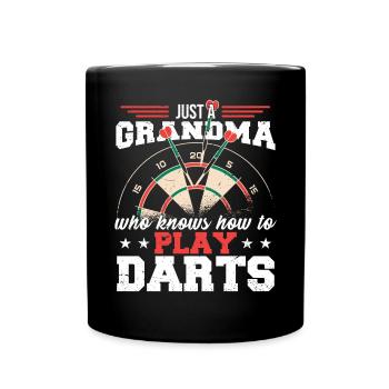 Oma Darts Dart Spieler - Tasse einfarbig - Schwarz - Vorne