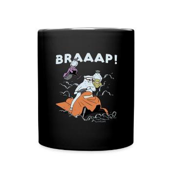 Eisbär fährt Schneemobil Braap Design - Tasse einfarbig - Schwarz - Vorne