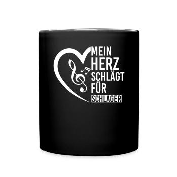 Mein Herz Schlägt Für Schlager Volksmusik Gaudi - Tasse einfarbig - Schwarz - Vorne
