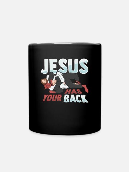 Jesus hält dir den Rücken frei Design for God Beli - Tasse einfarbig - Schwarz