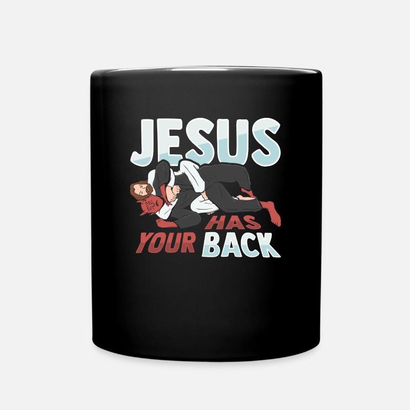 Jesus hält dir den Rücken frei Design for God Beli - Tasse einfarbig - Schwarz
