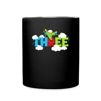 Aiplane Birthday 3 years old for a 3 year old - Full Colour Mug - black - Front