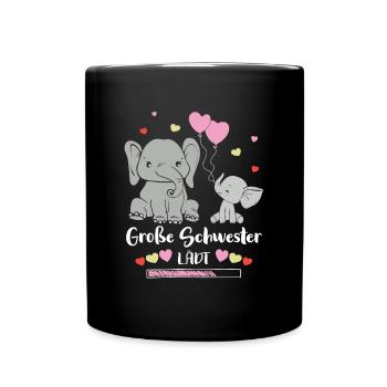 Big sister invites elephant - Full Colour Mug - black - Front