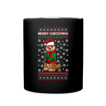 Suricate avec pull de Noël moche - Mug uni - noir - Devant