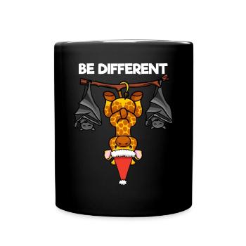 Soyez différent Girafe Bat Père Noël - Mug uni - noir - Devant