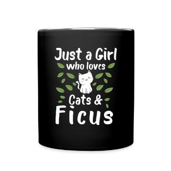 Juste une fille qui aime les chats et les ficus - Mug uni - noir - Devant