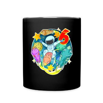 6. Geburtstag 6 Jahre Junge Astronaut Weltall - Tasse einfarbig - Schwarz - Vorne