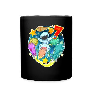 7e anniversaire 7 ans Jeune astronaute Espace - Mug uni - noir - Devant