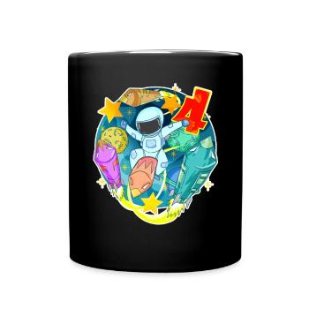 4e anniversaire 4 ans Espace jeune astronaute - Mug uni - noir - Devant