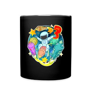 3ème anniversaire 3 ans Espace jeune astronaute - Mug uni - noir - Devant