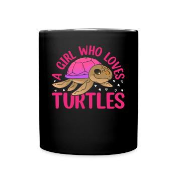Sea Turtle Lover Girls Cute Turtles - A Girl Who L - Full Colour Mug - black - Front