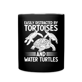 Amoureux des tortues - facilement distrait par les tortues et - Mug uni - noir - Devant