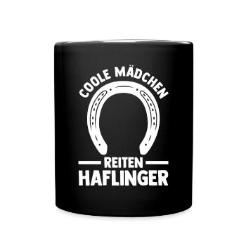 Pferd Reitsport Reiten Pferdesport Haflinger - Tasse einfarbig - Schwarz - Vorne