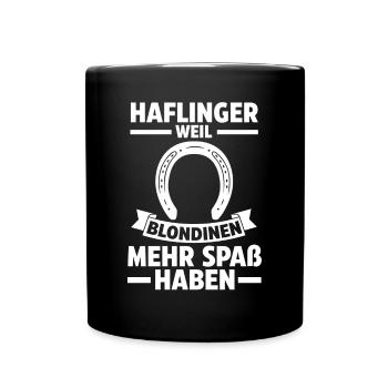 Pferd Reitsport Reiten Pferdesport Haflinger - Tasse einfarbig - Schwarz - Vorne