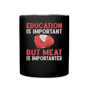 BBQ Grill Rindfleisch Liebhaber Geschenke - Tasse einfarbig - Schwarz - Vorne