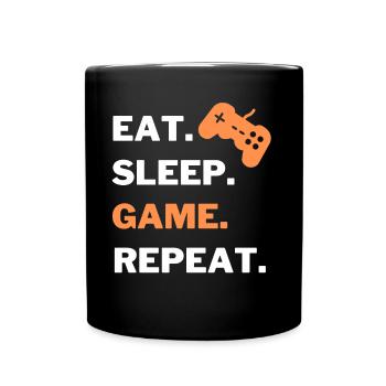 eat sleep game repeat gamer Tshirt - Tasse einfarbig - Schwarz - Vorne