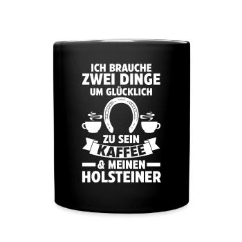Pferd Reitsport Reiten Pferdesport Kaffee Holstein - Tasse einfarbig - Schwarz - Vorne
