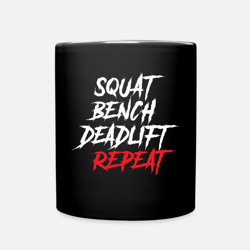 Squat Bench Deadlift Repeat Powerlifting - Full Colour Mug - black