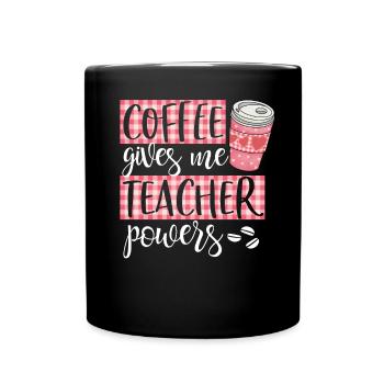 Coffee Gives Me Teacher Powers Cute Funny Coffee - Full Colour Mug - black - Front