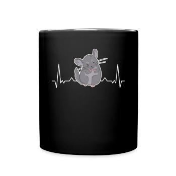 Chinchilla Herzschlag - Tasse einfarbig - Schwarz - Vorne