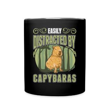 Easily distracted by Capybaras - Tasse einfarbig - Schwarz - Vorne