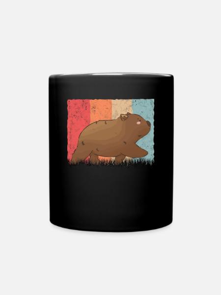 Wombat Retro, Wombat Vintage - Tasse einfarbig - Schwarz