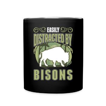 Facilement distrait par les bisons Buffle d’eau Buffle - Mug uni - noir - Devant