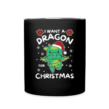 Je veux un dragon pour Noël dragons mignons - Mug uni - noir - Devant