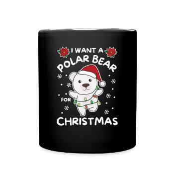 Je veux un ours polaire pour Noël mignons ours polaires - Mug uni - noir - Devant