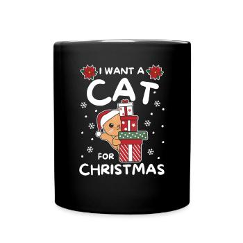I want a cat for Christmas cute cats - Full Colour Mug - black - Front
