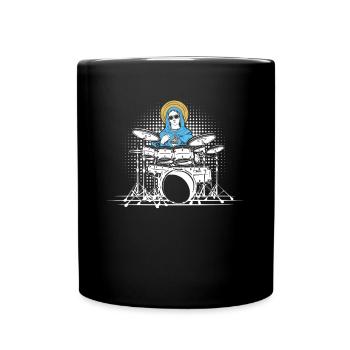 Heilige Maria am Schlagzeug - Schlagzeuger Rock - Tasse einfarbig - Schwarz - Vorne