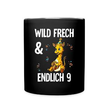 9. Geburtstag Giraffe Wild Frech Und Endlich 9 - Tasse einfarbig - Schwarz - Vorne