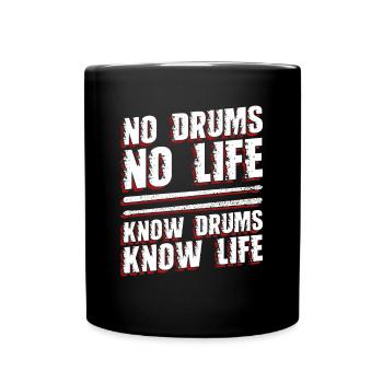 No Drums No Life Know Drums Know Life - Schlagzeug - Mug uni - noir - Devant