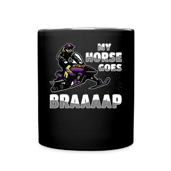 Mon cheval fait de la motoneige Braaaap - Mug uni - noir - Devant