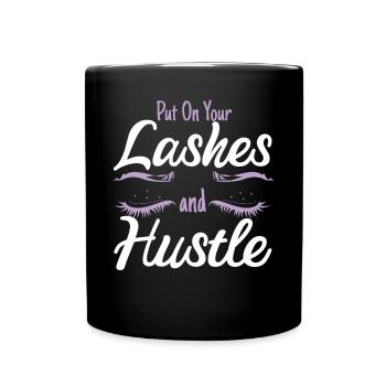 Put On Your Lahes And Hustle Eyelashes - Full Colour Mug - black - Front