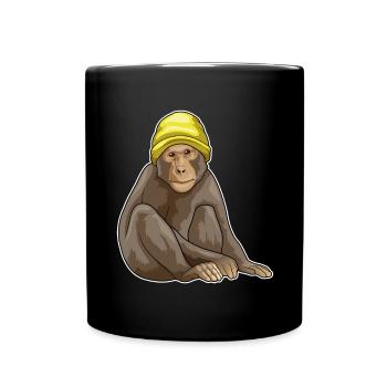 Monkey Winter Hat - Full Colour Mug - black - Front