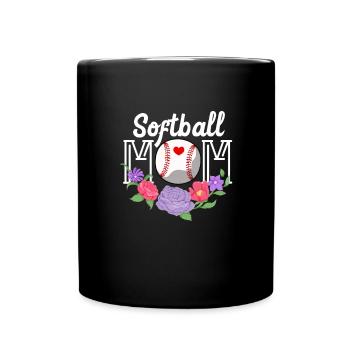 Softball Mutter Baseball Tochter Sohn Geschenk - Tasse einfarbig - Schwarz - Vorne