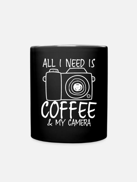 All I Need Is Coffee And My Camera Photograph - Full Colour Mug - black