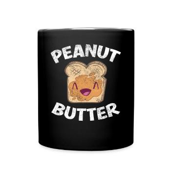 Beurre de cacahuète Kawaii avec gelée douce pour le visage et PB - Mug uni - noir - Devant