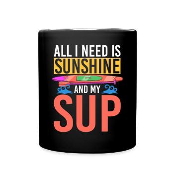 Tout ce dont j’ai besoin, c’est de soleil et de mon SUP Stand-up Paddle - Mug uni - noir - Devant