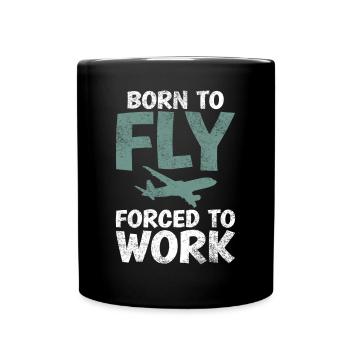 Né pour voler, forcé d’utiliser un dicton amusant - Mug uni - noir - Devant