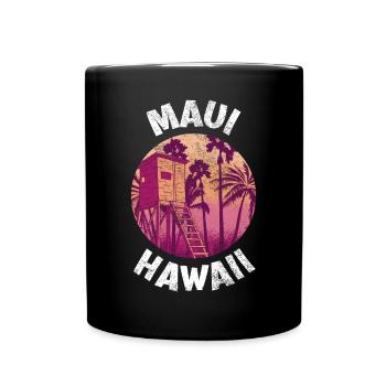 Retro Art of Maui Hawaii Surfing for 70s - Full Colour Mug - black - Front