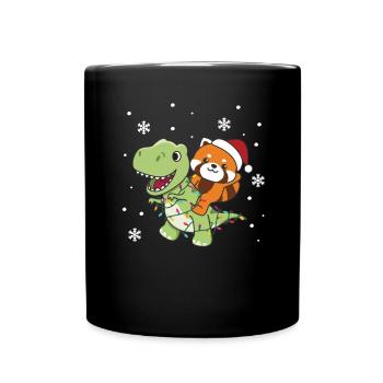 Red Panda Trex Christmas Snow Winter Animals - Full Colour Mug - black - Front