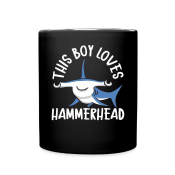 Dieser Junge liebt Hammerhai-Meeresbiologie - Tasse einfarbig - Schwarz - Vorne