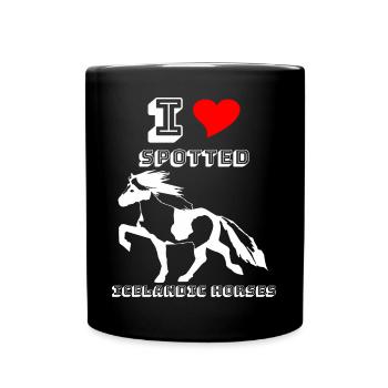 Edles Islandpferd Schecke Damen Mädchen - Tasse einfarbig - Schwarz - Vorne