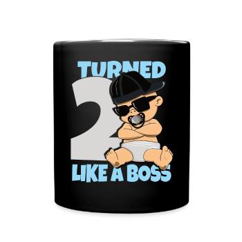 Baby Geburtstag Junge Mädchen 2 Jahre Like a Boss - Tasse einfarbig - Schwarz - Vorne