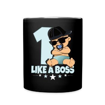 Baby Birthday Young Girls 1 Year Like a Boss - Full Colour Mug - black - Front
