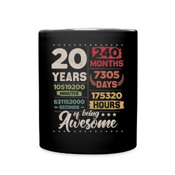 20 ans rétro impressionnant Compte à rebours du 20e anniversaire - Mug uni - noir - Devant