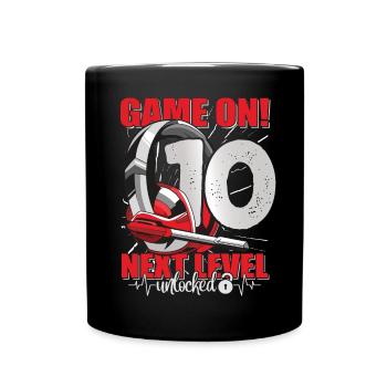 Next Level unlocked 10th Birthday Men's Gaming - Full Colour Mug - black - Front