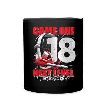 Next Level unlocked 18th Birthday Men's Gaming - Full Colour Mug - black - Front